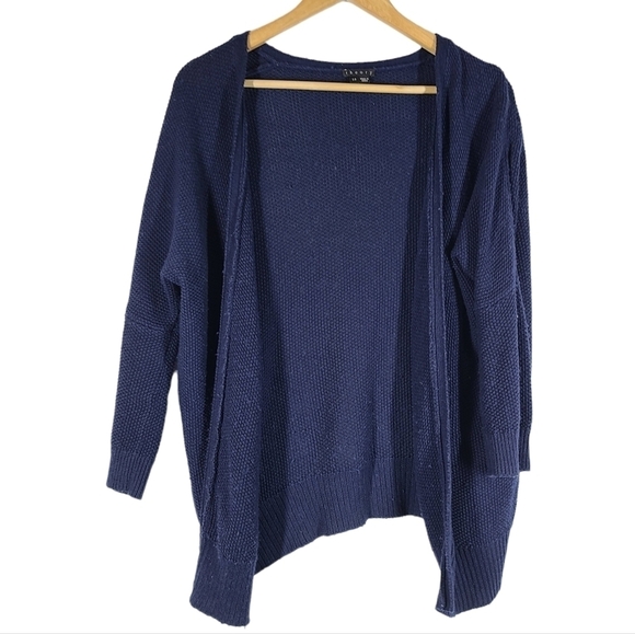 Theory Hyori Cashcotton Waffle Knit Cardigan Cashmere Blend Small Navy Blue - Picture 4 of 4